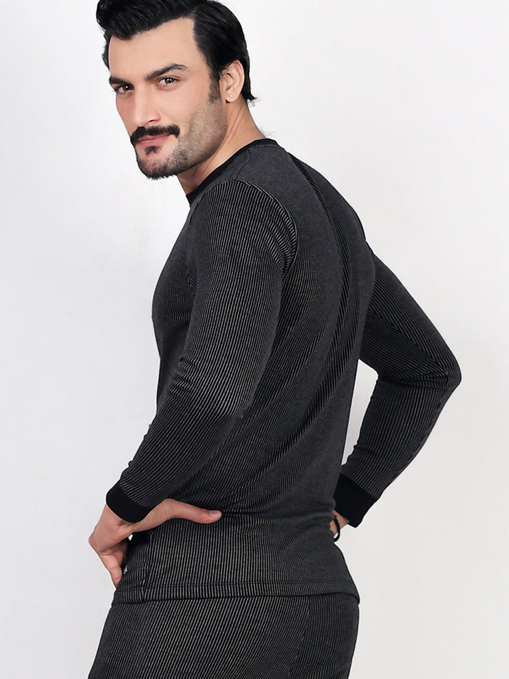 Stripe Black Warmer Suit for men (Pack of 1) BLACK, MEN, men undergarments, Men Warmer, WARMER - Adam Clothing