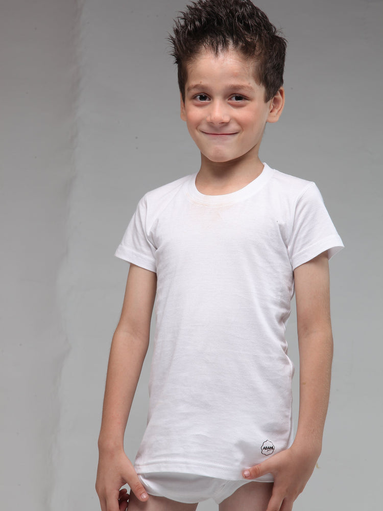 T-Shirt White for Boys (Pack of 1) Junior, T-shirt - Adam Clothing