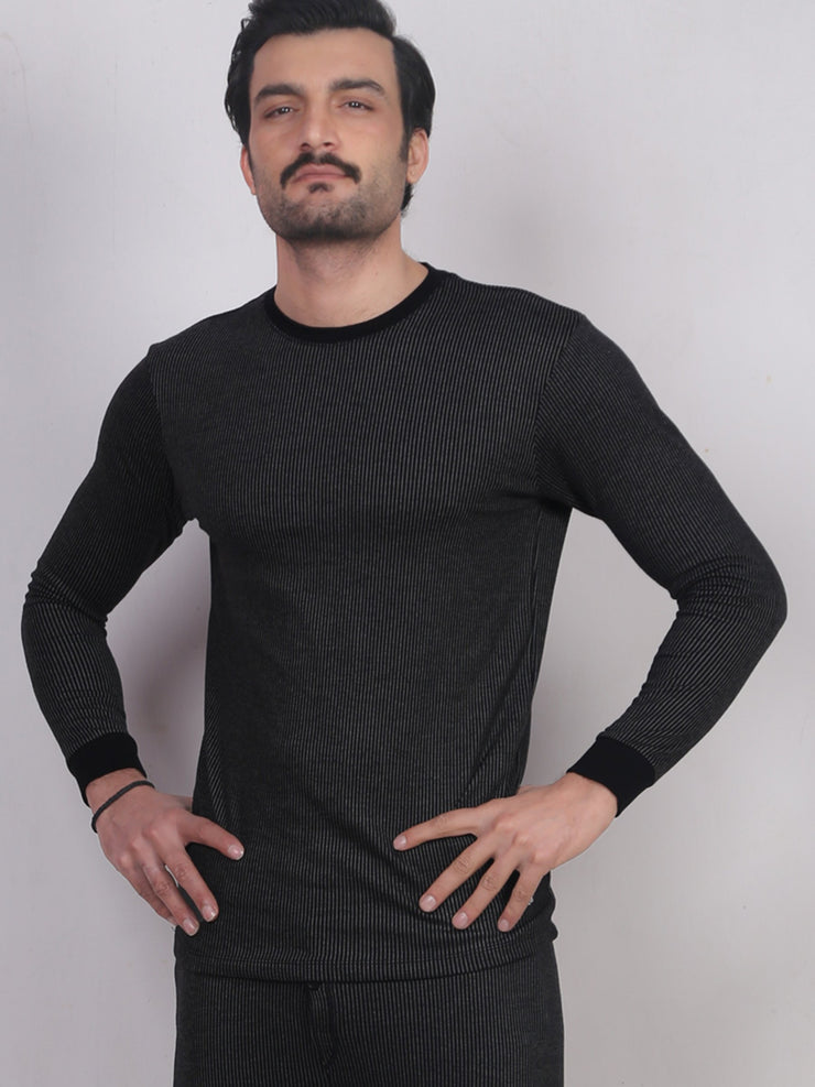 Stripe Black Warmer Suit for men (Pack of 1) BLACK, MEN, men undergarments, Men Warmer, WARMER - Adam Clothing
