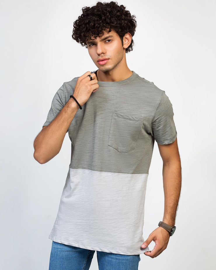 COLOR BLOCK GREY POCKET TEE MEN, SUMMER 2021, TEE, MEN T SHIRT - Adam Clothing