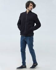 PLAIN BLACK WOOL JACKET BLACK, jacket, men jacket, winter2021 - Adam Clothing