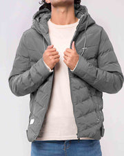 GREY HOODIE PUFFER JACKET GREY, jacket, men jacket, winter2021 - Adam Clothing