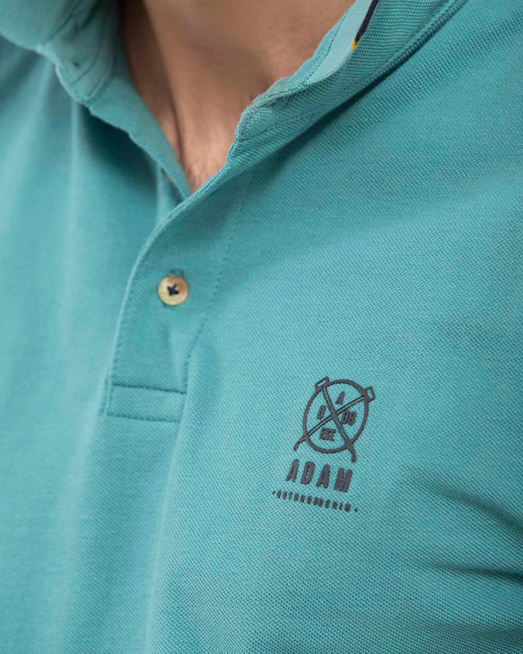 TEXTURED POLO WITH CHEST EMBROIDERY AND TIPPING COLLAR MEN, Polo, POLO SHIRT, SUMMER 2021 - Adam Clothing