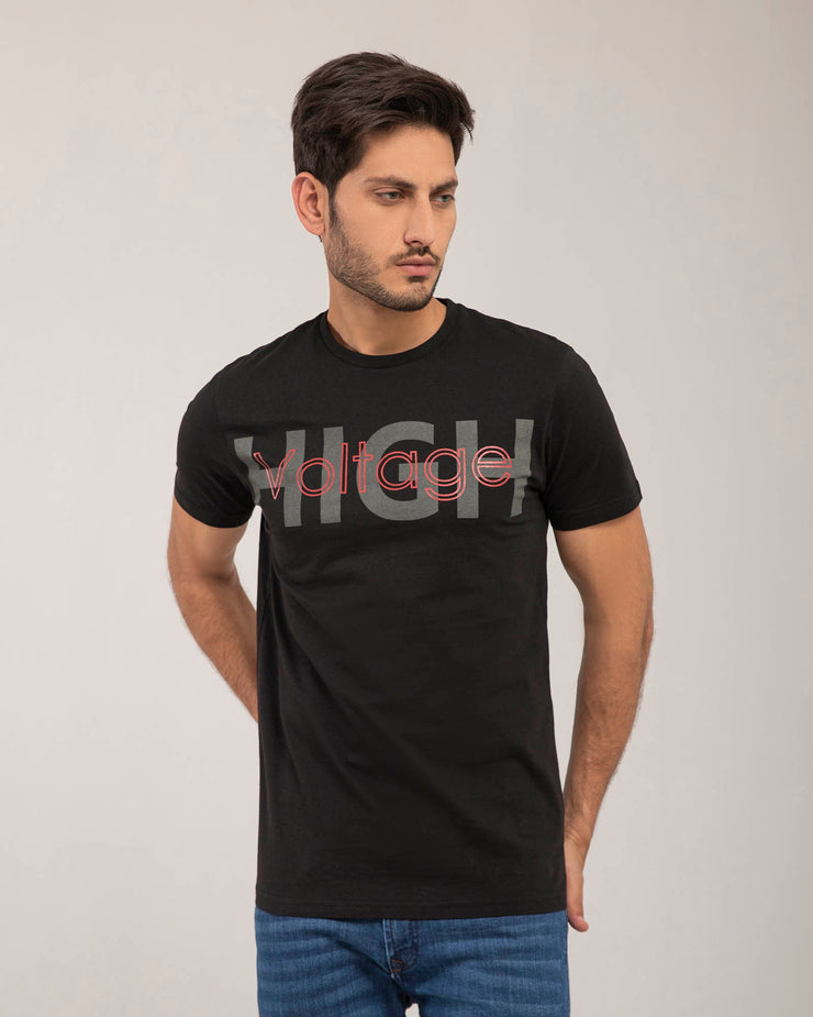 HIGH VOLTAGE BLACK GRAPHIC TEE MEN, SUMMER 2021, TEE, TEE SHIRT - Adam Clothing