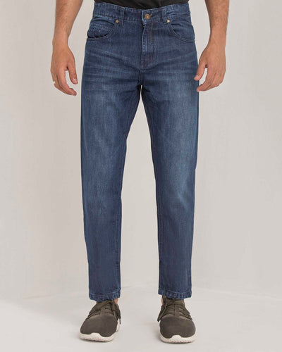 DARK BLUE REGULAR FIT DENIM DENIM PANT, JEANS, Male, MEN, SLIM FIT, SUMMER 2021 - Adam Clothing