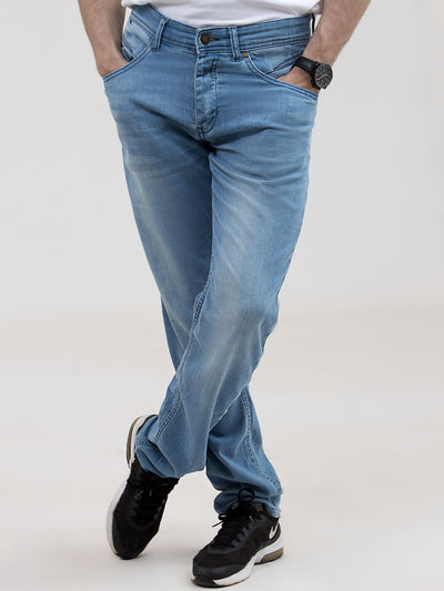 SKY BLUE REGULAR FIT DENIM DENIM PANT, JEANS, Male, MEN, SLIM FIT, SUMMER 2021 - Adam Clothing
