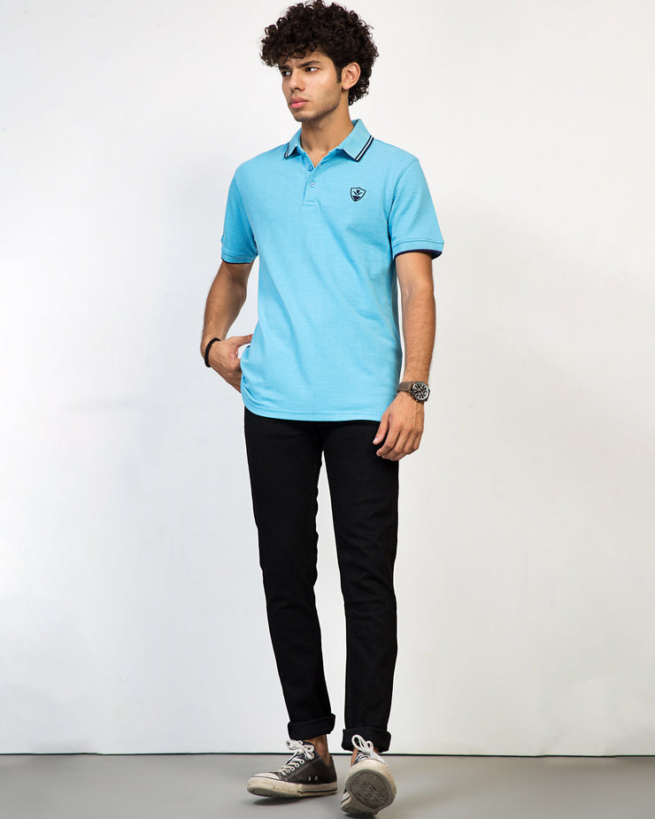 TIPPING COLLAR LOGO SKY POLO MEN, Polo, POLO SHIRT, SUMMER 2021 - Adam Clothing