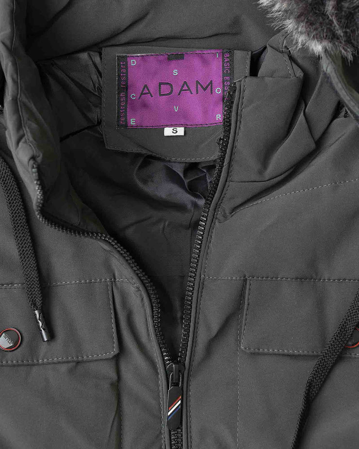 GREY PUFFER HOODIED MEN JACKET jacket, men jacket, winter2021 - Adam Clothing